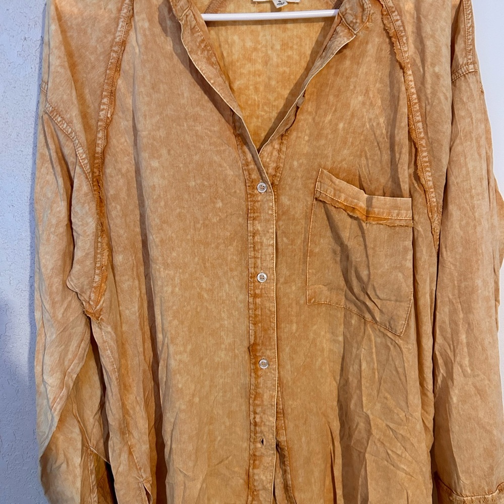 EASEL Mustard Button-Up Shirt - Small